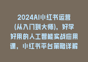 2024AI小红书运营(从入门到大师)，好学好用的人工智能实战应用课，小红书平台策略详解868网课-868网课系统868网课系统