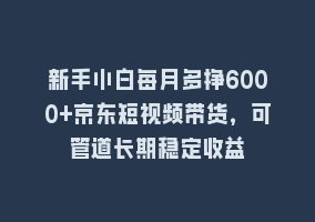 新手小白每月多挣6000+京东短视频带货，可管道长期稳定收益868网课-868网课系统868网课系统