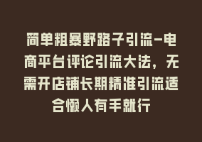 简单粗暴野路子引流-电商平台评论引流大法，无需开店铺长期精准引流适合懒人有手就行868网课-868网课系统868网课系统