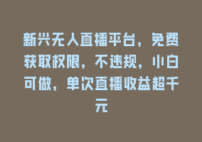 新兴无人直播平台，免费获取权限，不违规，小白可做，单次直播收益超千元868网课-868网课系统868网课系统