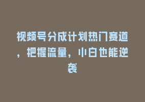 视频号分成计划热门赛道，把握流量，小白也能逆袭868网课-868网课系统868网课系统