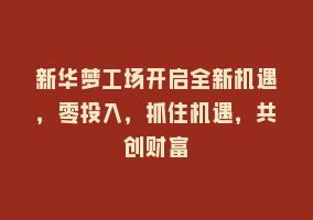 新华梦工场开启全新机遇，零投入，抓住机遇，共创财富868网课-868网课系统868网课系统