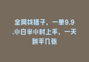 全网找搭子，一单9.9.小白半小时上手，一天到手几张868网课-868网课系统868网课系统