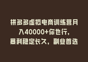 拼多多虚拟电商训练营月入40000+你也行，暴利稳定长久，副业首选868网课-868网课系统868网课系统