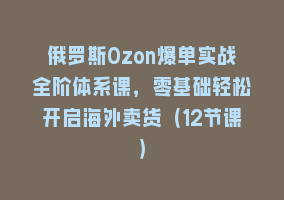 俄罗斯Ozon爆单实战全阶体系课，零基础轻松开启海外卖货（12节课）868网课-868网课系统868网课系统