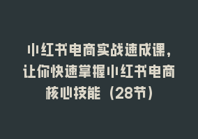 小红书电商实战速成课，让你快速掌握小红书电商核心技能（28节）868网课-868网课系统868网课系统