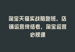 淘宝天猫实战陪跑班，店铺运营终结者，淘宝运营必修课868网课-868网课系统868网课系统