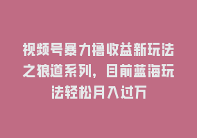 视频号暴力撸收益新玩法之狼道系列，目前蓝海玩法轻松月入过万868网课-868网课系统868网课系统