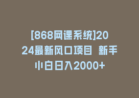 [868网课系统]2024最新风口项目 新手小白日入2000+868网课-868网课系统868网课系统