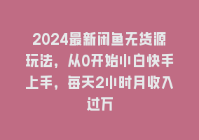 2024最新闲鱼无货源玩法，从0开始小白快手上手，每天2小时月收入过万868网课-868网课系统868网课系统