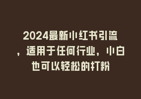 2024最新小红书引流，适用于任何行业，小白也可以轻松的打粉868网课-868网课系统868网课系统