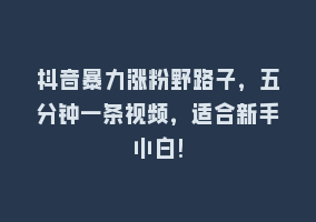 抖音暴力涨粉野路子，五分钟一条视频，适合新手小白!868网课-868网课系统868网课系统