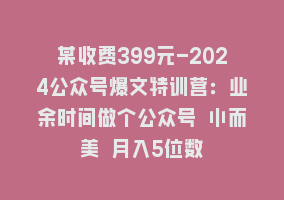 某收费399元-2024公众号爆文特训营：业余时间做个公众号 小而美 月入5位数868网课-868网课系统868网课系统