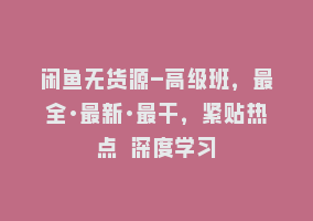 闲鱼无货源-高级班，最全·最新·最干，紧贴热点 深度学习868网课-868网课系统868网课系统