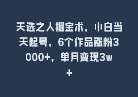 天选之人掘金术，小白当天起号，6个作品涨粉3000+，单月变现3w+868网课-868网课系统868网课系统