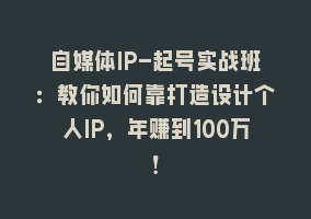 自媒体IP-起号实战班：教你如何靠打造设计个人IP，年赚到100万！868网课-868网课系统868网课系统