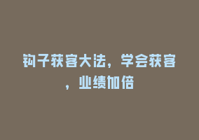 钩子获客大法，学会获客，业绩加倍868网课-868网课系统868网课系统