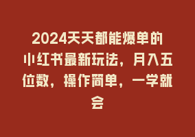 2024天天都能爆单的小红书最新玩法，月入五位数，操作简单，一学就会868网课-868网课系统868网课系统