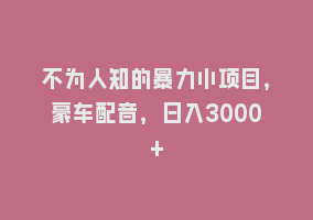 不为人知的暴力小项目，豪车配音，日入3000+868网课-868网课系统868网课系统