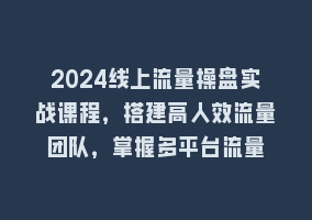 2024线上流量操盘实战课程，搭建高人效流量团队，掌握多平台流量868网课-868网课系统868网课系统