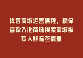 抖音商城运营课程，猜你喜欢入池商城搜索商城推荐人群标签覆盖868网课-868网课系统868网课系统