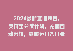 2024最新蓝海项目，支付宝分成计划，无脑自动剪辑，靠搬运日入几张868网课-868网课系统868网课系统