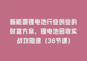 新能源锂电池行业创业的财富方案，锂电池回收实战攻略课（36节课）868网课-868网课系统868网课系统