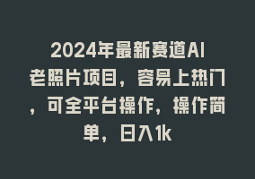 2024年最新赛道AI老照片项目，容易上热门，可全平台操作，操作简单，日入1k868网课-868网课系统868网课系统