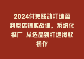 2024付免联动打造盈利型店铺实战课，系统化推广 从选品到打造爆款操作868网课-868网课系统868网课系统