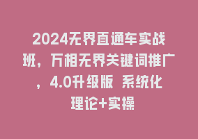 2024无界直通车实战班，万相无界关键词推广，4.0升级版 系统化 理论+实操868网课-868网课系统868网课系统