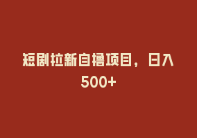 短剧拉新自撸项目，日入500+868网课-868网课系统868网课系统