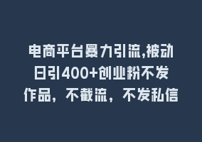 电商平台暴力引流,被动日引400+创业粉不发作品，不截流，不发私信868网课-868网课系统868网课系统