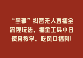 “黑猴”抖音无人直播全流程玩法，掘金工具小白使用教学，吃风口福利!868网课-868网课系统868网课系统