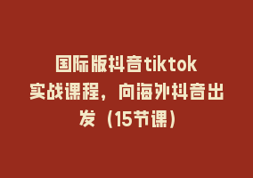 国际版抖音tiktok实战课程，向海外抖音出发（15节课）868网课-868网课系统868网课系统