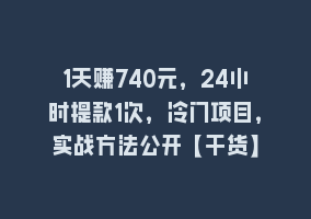 1天赚740元，24小时提款1次，冷门项目，实战方法公开【干货】868网课-868网课系统868网课系统