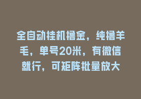 全自动挂机撸金，纯撸羊毛，单号20米，有微信就行，可矩阵批量放大868网课-868网课系统868网课系统