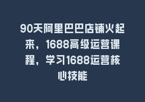 90天阿里巴巴店铺火起来，1688高级运营课程，学习1688运营核心技能868网课-868网课系统868网课系统