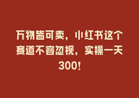 万物皆可卖，小红书这个赛道不容忽视，实操一天300！868网课-868网课系统868网课系统