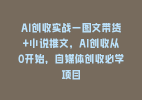 AI创收实战—图文带货+小说推文，AI创收从0开始，自媒体创收必学项目868网课-868网课系统868网课系统