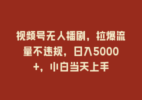 视频号无人播剧，拉爆流量不违规，日入5000+，小白当天上手868网课-868网课系统868网课系统