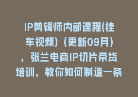 IP剪辑师内部课程(挂车视频)（更新09月），张兰电商IP切片带货培训，教你如何制造一条爆款带货视频868网课-868网课系统868网课系统