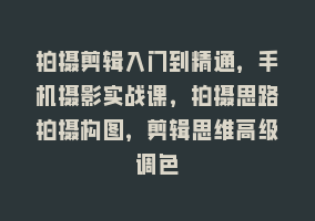 拍摄剪辑入门到精通，手机摄影实战课，拍摄思路拍摄构图，剪辑思维高级调色868网课-868网课系统868网课系统