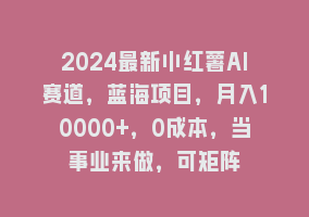 2024最新小红薯AI赛道，蓝海项目，月入10000+，0成本，当事业来做，可矩阵868网课-868网课系统868网课系统