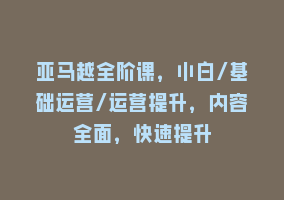 亚马越全阶课，小白/基础运营/运营提升，内容全面，快速提升868网课-868网课系统868网课系统