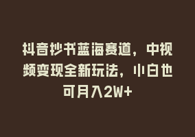 抖音抄书蓝海赛道，中视频变现全新玩法，小白也可月入2W+868网课-868网课系统868网课系统