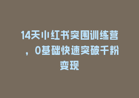 14天小红书突围训练营 ，0基础快速突破千粉变现868网课-868网课系统868网课系统