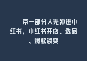 ​​带一部分人先冲进小红书，小红书开店、选品、爆款裂变868网课-868网课系统868网课系统