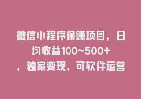 微信小程序保赚项目，日均收益100~500+，独家变现，可软件运营868网课-868网课系统868网课系统