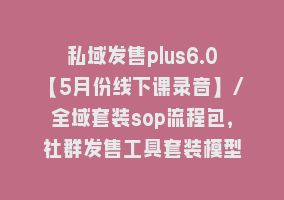 私域发售plus6.0【5月份线下课录音】/全域套装sop流程包，社群发售工具套装模型868网课-868网课系统868网课系统