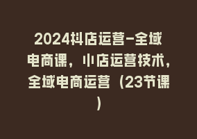 2024抖店运营-全域电商课，小店运营技术，全域电商运营（23节课）868网课-868网课系统868网课系统